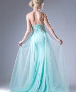 Prom Fitted Strapless Gown With Overskirt By Cinderella Divine 15110