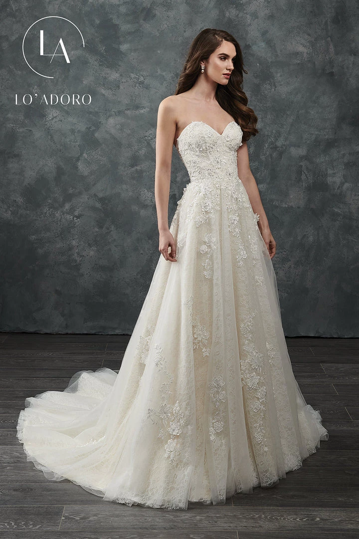 Lo Adoro By Mary's Bridal Wedding Dresses Strapless Lace A-Line Wedding Dress By Mary's Bridal M648 5 Lo Adoro By Mary's Bridal Wedding Dresses Strapless Lace A-Line Wedding Dress By Mary's Bridal M648