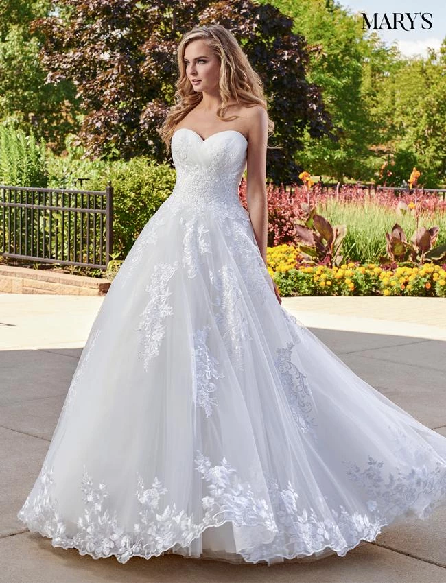 Mary's Bridal Ball Gowns Collection Wedding Dresses Strapless Applique Wedding Dress By Mary's Bridal MB6032 3 Mary's Bridal Ball Gowns Collection Wedding Dresses Strapless Applique Wedding Dress By Mary's Bridal MB6032