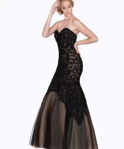 Strapless Lace Mermaid Dress By Cinderella Divine KC1701 27 Strapless Lace Mermaid Dress By Cinderella Divine KC1701