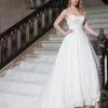 Wedding Dresses Strapless Lace Wedding Dress With Cape Train By Mary's Bridal MB4020 1 Wedding Dresses Strapless Lace Wedding Dress With Cape Train By Mary's Bridal MB4020