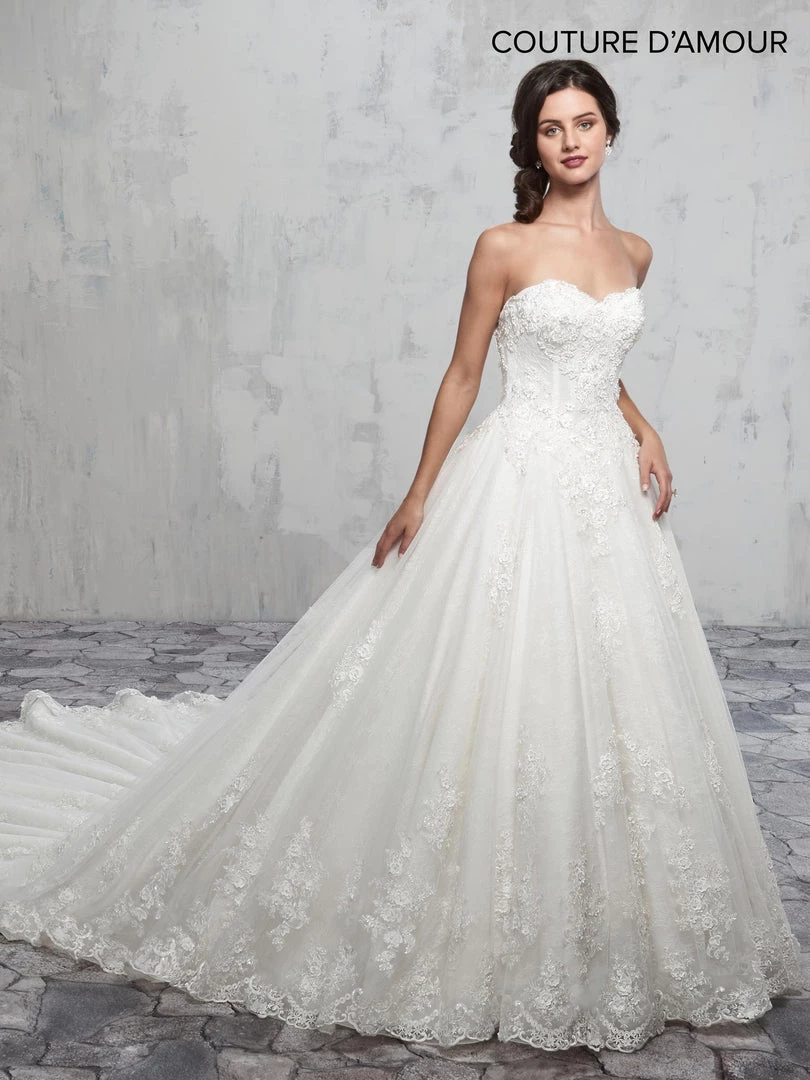 Wedding Dresses Strapless Lace Wedding Dress With Cape Train By Mary's Bridal MB4020 7 Wedding Dresses Strapless Lace Wedding Dress With Cape Train By Mary's Bridal MB4020