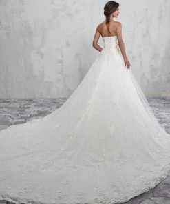 Wedding Dresses Strapless Lace Wedding Dress With Cape Train By Mary's Bridal MB4020 10 Wedding Dresses Strapless Lace Wedding Dress With Cape Train By Mary's Bridal MB4020