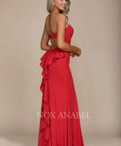 Strapless Mermaid Dress With Ruffled Detail By Nox Anabel E002