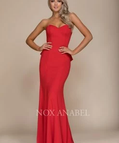 Strapless Mermaid Dress With Ruffled Detail By Nox Anabel E002
