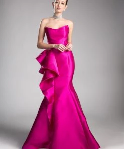 Prom Strapless Mermaid Dress With Ruffles By Cinderella Divine JS0402