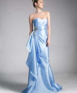 Ruffled Strapless Mermaid Gown By Cinderella Divine CS0003 Prom