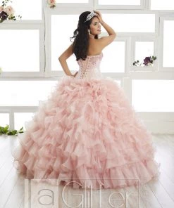 LA Glitter By House Of Wu Quinceañera Strapless Ruffled Dress By House Of Wu LA Glitter 24015