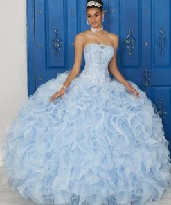 LA Glitter By House Of Wu Quinceañera Strapless Ruffled Dress By House Of Wu LA Glitter 24034