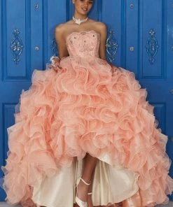 LA Glitter By House Of Wu Quinceañera Strapless Ruffled Dress By House Of Wu LA Glitter 24034