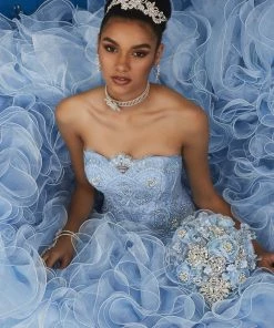 LA Glitter By House Of Wu Quinceañera Strapless Ruffled Dress By House Of Wu LA Glitter 24034