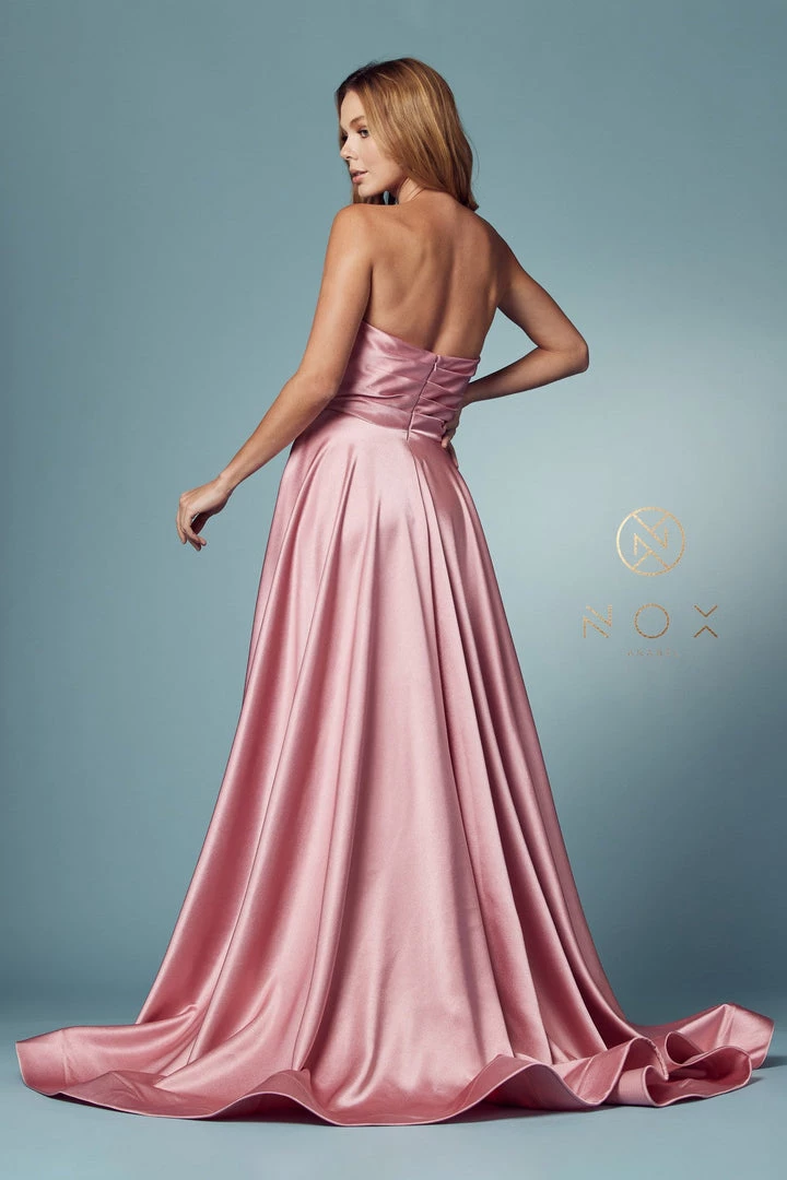 Strapless Satin Pocket Gown By Nox Anabel R1036 14 Strapless Satin Pocket Gown By Nox Anabel R1036