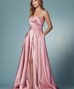 Strapless Satin Pocket Gown By Nox Anabel R1036 24 Strapless Satin Pocket Gown By Nox Anabel R1036