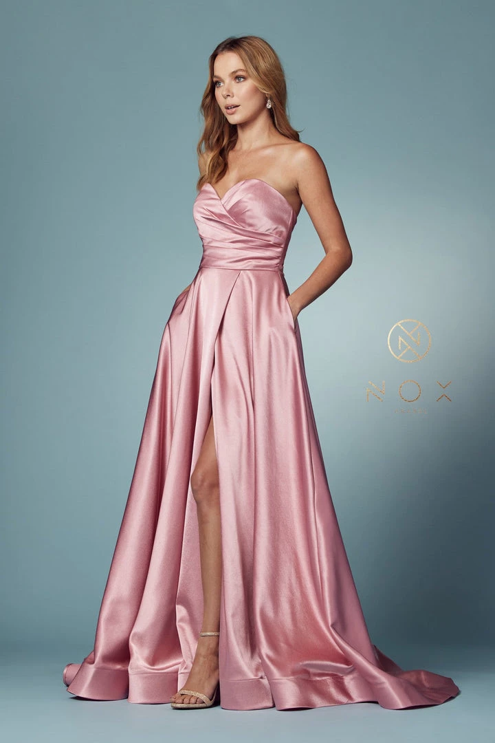 Strapless Satin Pocket Gown By Nox Anabel R1036 13 Strapless Satin Pocket Gown By Nox Anabel R1036