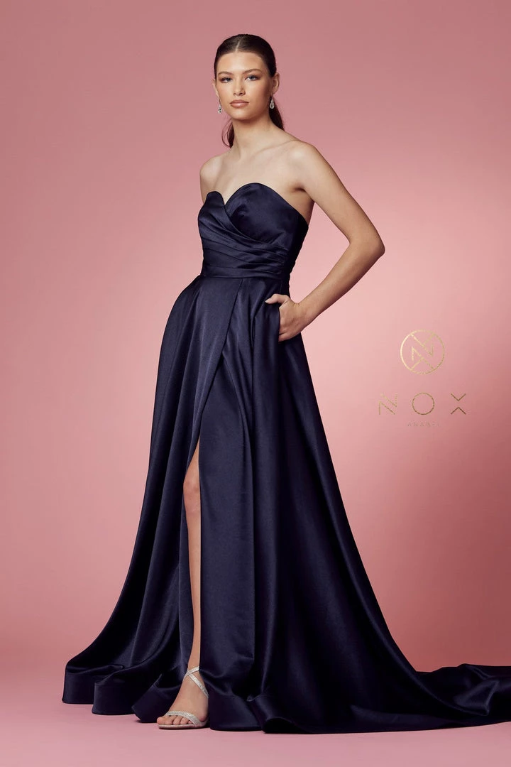 Strapless Satin Pocket Gown By Nox Anabel R1036 6 Strapless Satin Pocket Gown By Nox Anabel R1036