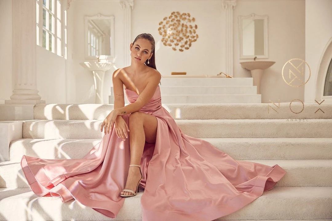 Strapless Satin Pocket Gown By Nox Anabel R1036 10 Strapless Satin Pocket Gown By Nox Anabel R1036