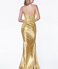 Fitted Strapless Metallic Gown By Cinderella Divine CF335 Prom 8 Fitted Strapless Metallic Gown By Cinderella Divine CF335 Prom