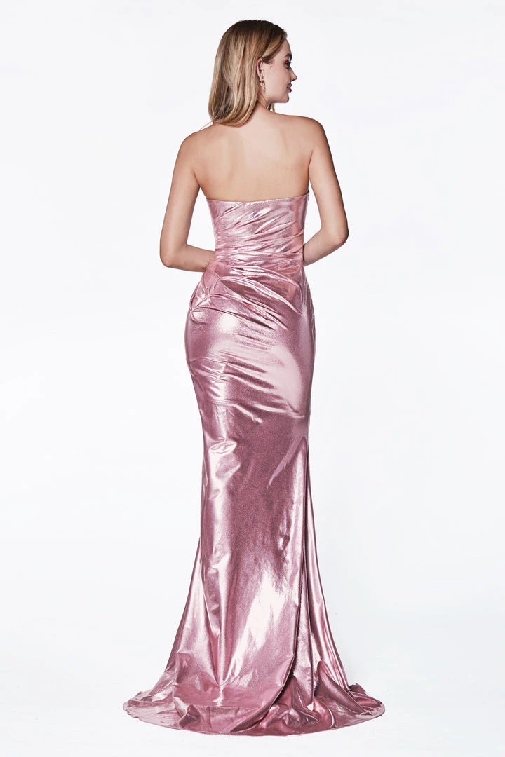 Fitted Strapless Metallic Gown By Cinderella Divine CF335 Prom 4 Fitted Strapless Metallic Gown By Cinderella Divine CF335 Prom