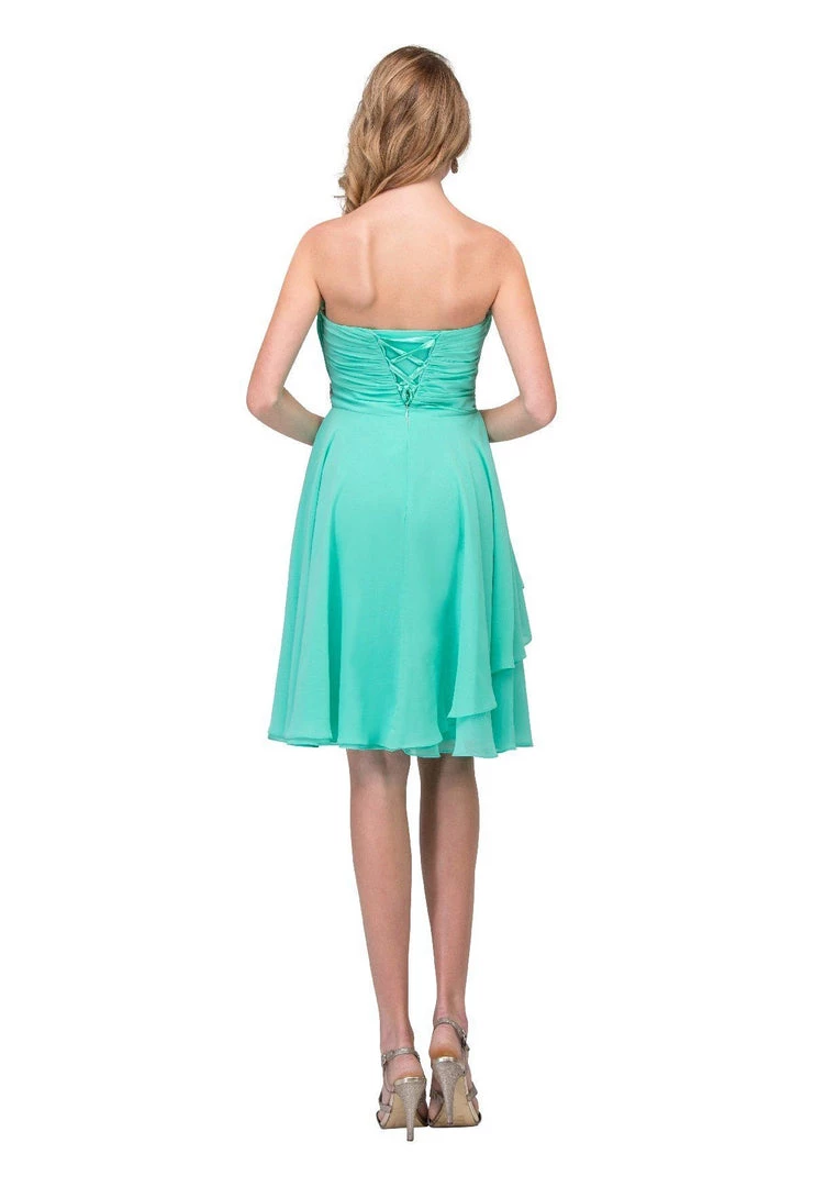 Prom Strapless Short Knee Length Dress With Beaded Waist By Star Box 6071 8 Prom Strapless Short Knee Length Dress With Beaded Waist By Star Box 6071