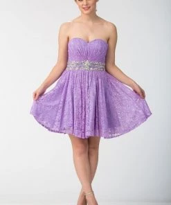 Prom Strapless Short Lace Dress With Corset Back By Star Box 6153