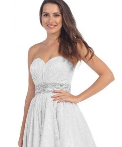 Prom Strapless Short Lace Dress With Corset Back By Star Box 6153