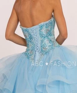 Strapless Sweetheart Ball Gown With Ruffled Skirt By Elizabeth K GL2515