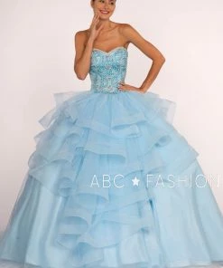 Strapless Sweetheart Ball Gown With Ruffled Skirt By Elizabeth K GL2515