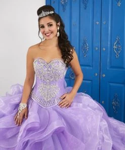 LA Glitter By House Of Wu Quinceañera Strapless Sweetheart Layered Dress By House Of Wu LA Glitter 24047
