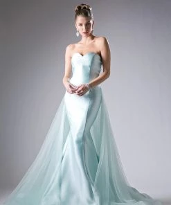 Strapless Satin Tulle Mermaid Gown By Cinderella Divine 13490 Prom 14 Strapless Satin Tulle Mermaid Gown By Cinderella Divine 13490 Prom