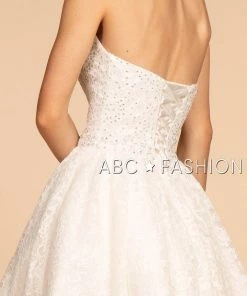 Prom Strapless Sweetheart Short Lace Dress By Elizabeth K GS1611