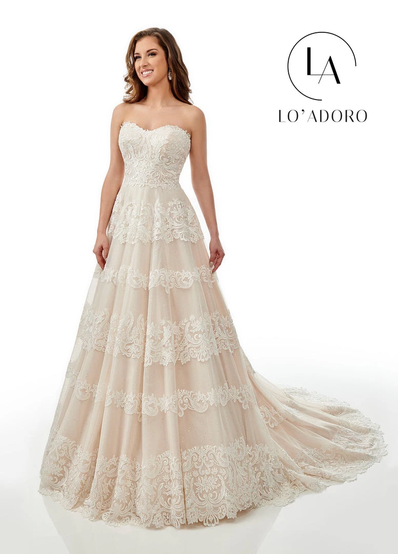 Lo Adoro By Mary's Bridal Strapless Tiered Lace A-Line Wedding Gown By Mary's Bridal M767 4 Lo Adoro By Mary's Bridal Strapless Tiered Lace A-Line Wedding Gown By Mary's Bridal M767