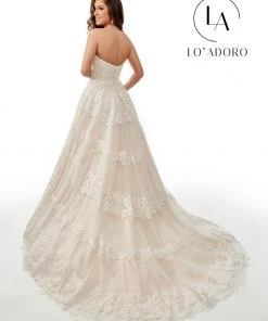 Lo Adoro By Mary's Bridal Strapless Tiered Lace A-Line Wedding Gown By Mary's Bridal M767 13 Lo Adoro By Mary's Bridal Strapless Tiered Lace A-Line Wedding Gown By Mary's Bridal M767