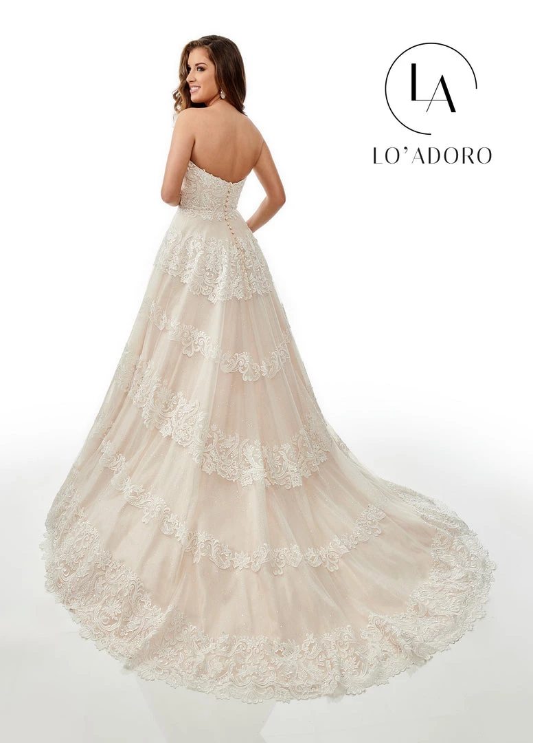 Lo Adoro By Mary's Bridal Strapless Tiered Lace A-Line Wedding Gown By Mary's Bridal M767 7 Lo Adoro By Mary's Bridal Strapless Tiered Lace A-Line Wedding Gown By Mary's Bridal M767