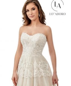 Lo Adoro By Mary's Bridal Strapless Tiered Lace A-Line Wedding Gown By Mary's Bridal M767 11 Lo Adoro By Mary's Bridal Strapless Tiered Lace A-Line Wedding Gown By Mary's Bridal M767
