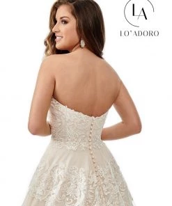 Lo Adoro By Mary's Bridal Strapless Tiered Lace A-Line Wedding Gown By Mary's Bridal M767 12 Lo Adoro By Mary's Bridal Strapless Tiered Lace A-Line Wedding Gown By Mary's Bridal M767