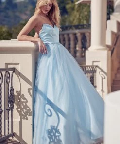 Strapless Tulle Gown With Lace-Up Back By Juliet 265 27 Strapless Tulle Gown With Lace-Up Back By Juliet 265