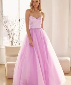Strapless Tulle Gown With Lace-Up Back By Juliet 265 24 Strapless Tulle Gown With Lace-Up Back By Juliet 265