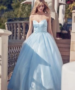 Strapless Tulle Gown With Lace-Up Back By Juliet 265 26 Strapless Tulle Gown With Lace-Up Back By Juliet 265