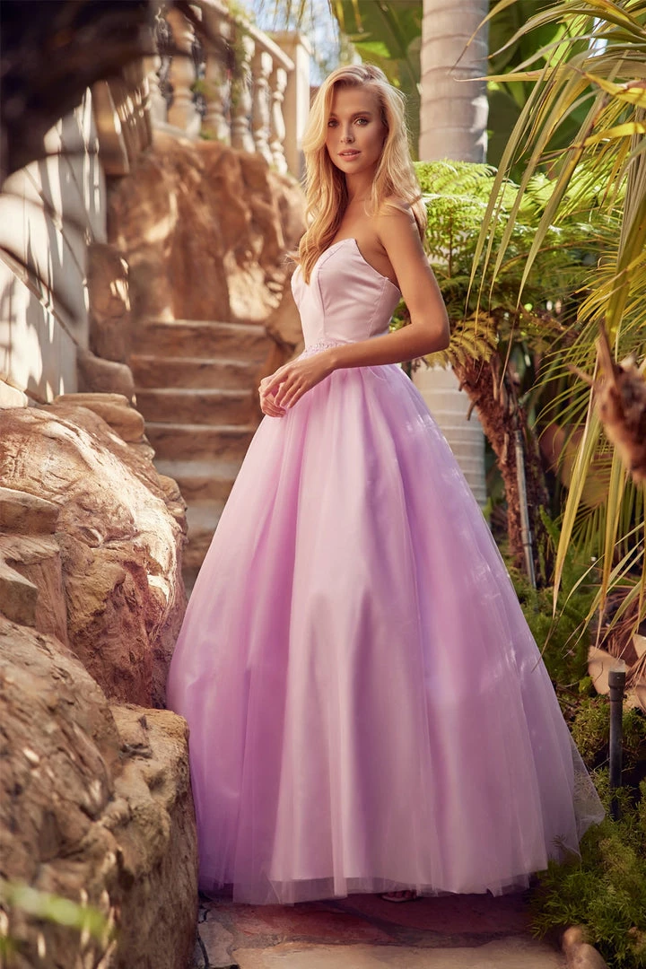 Strapless Tulle Gown With Lace-Up Back By Juliet 265 3 Strapless Tulle Gown With Lace-Up Back By Juliet 265