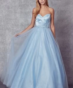 Strapless Tulle Gown With Lace-Up Back By Juliet 265 30 Strapless Tulle Gown With Lace-Up Back By Juliet 265