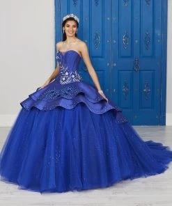 LA Glitter By House Of Wu Strapless V-Neck Dress By House Of Wu LA Glitter 24038 QuinceaƱera