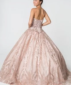 Sweetheart Strapless Glitter Ball Gown By Elizabeth K GL2806