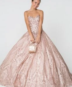Sweetheart Strapless Glitter Ball Gown By Elizabeth K GL2806