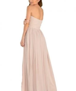 Tan Long Convertible Chiffon Dress By Poly USA Prom