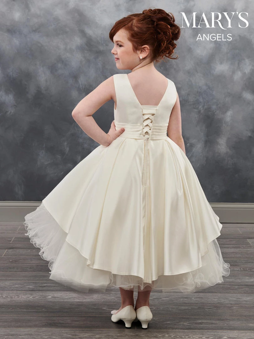 Mary's Bridal Angels Collection Flower Girl Dresses Girls Tea Length Dress With Tiered Skirt By Mary's Bridal MB9027 4 Mary's Bridal Angels Collection Flower Girl Dresses Girls Tea Length Dress With Tiered Skirt By Mary's Bridal MB9027