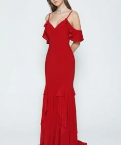 Prom Tiered Long Cold Shoulder Dress By Juliet 664