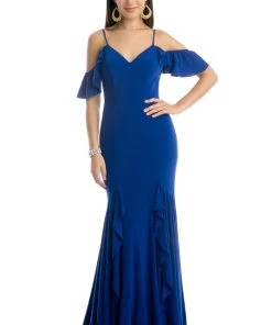 Prom Tiered Long Cold Shoulder Dress By Juliet 664