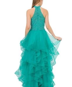 Prom Tiered Long Embroidered Mermaid Dress By Poly USA 8372