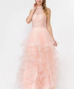 Prom Tiered Long Embroidered Mermaid Dress By Poly USA 8372