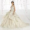 Tiered Metallic Illusion Quinceanera Dress By House Of Wu 26910 Quinceañera